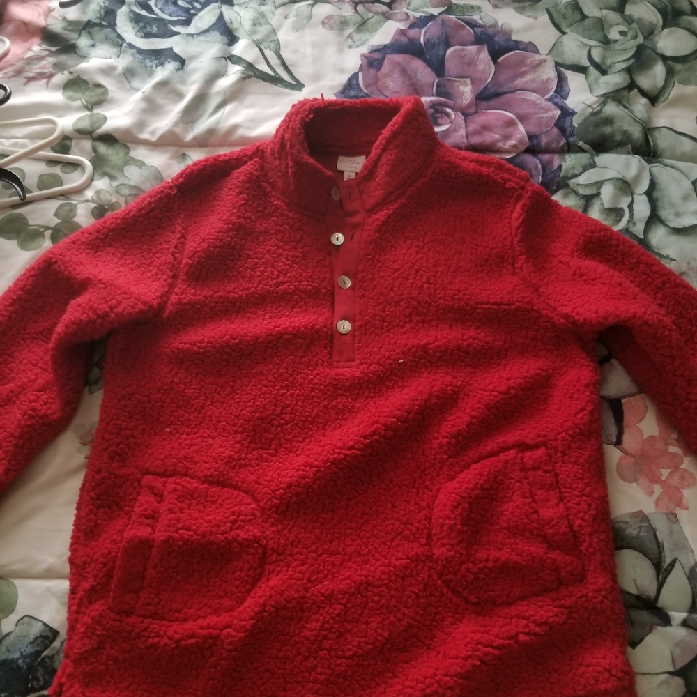 Red fluffy pullover